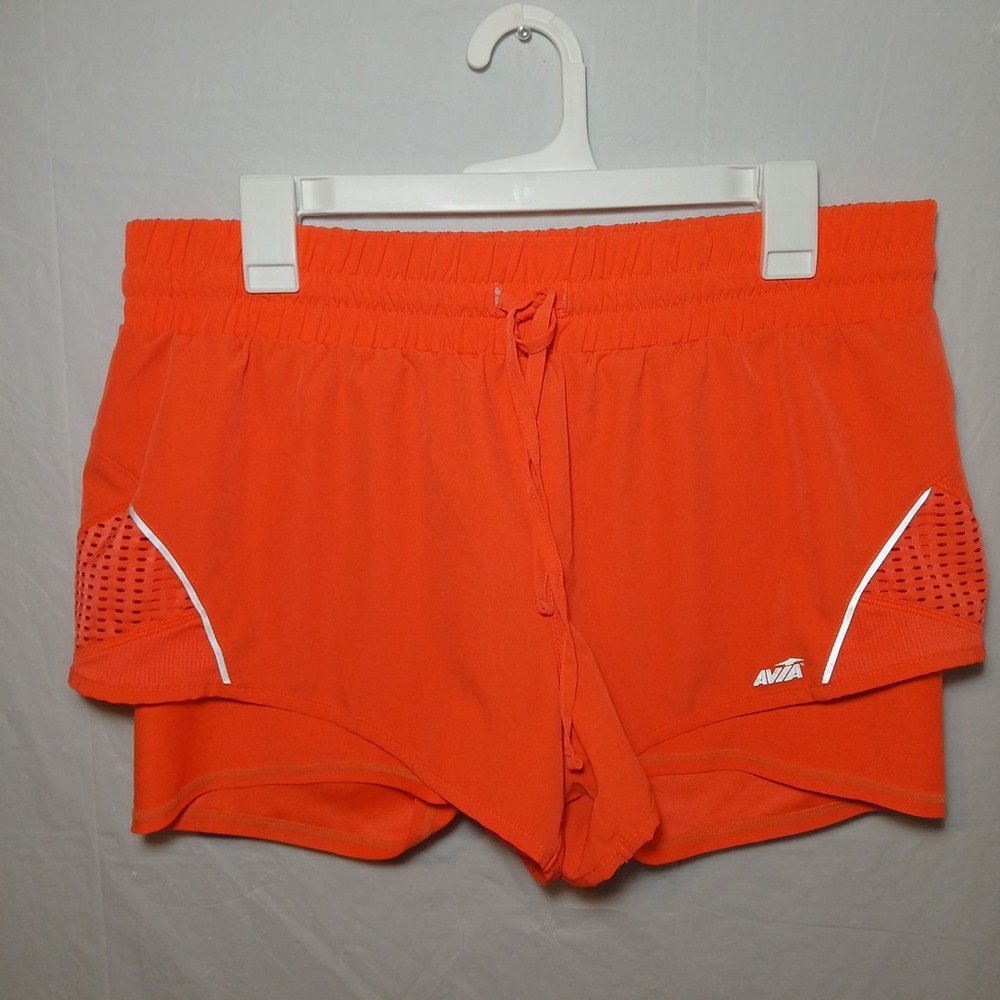 AVIA Large‎ 12/14 Athletic Shorts Running Workout Brief Under Orange Silver